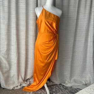 Luxxel Vibrant Orange One-Shoulder Dress